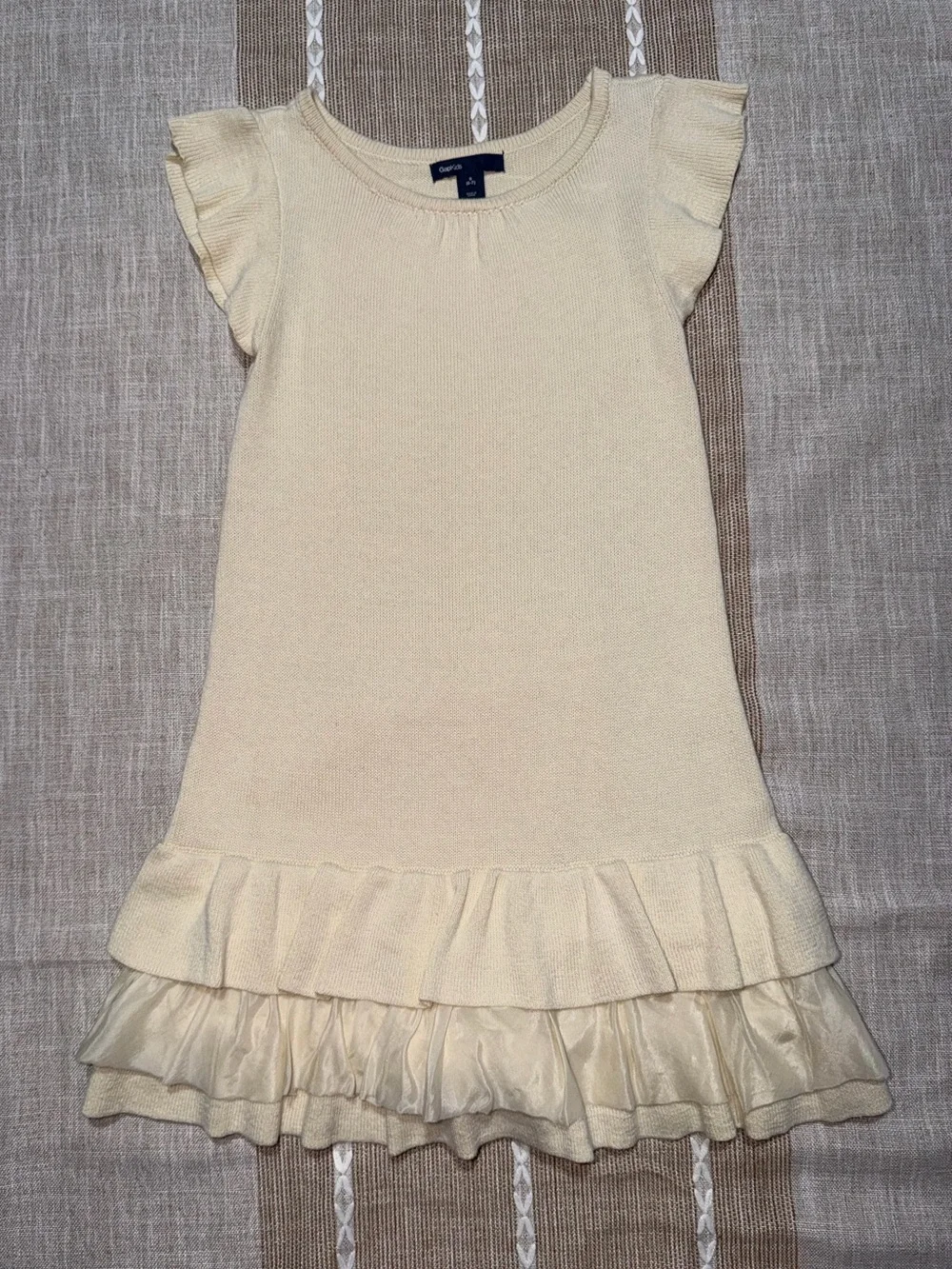 GAP Cream Knit Ruffle-Hem Girls Dress